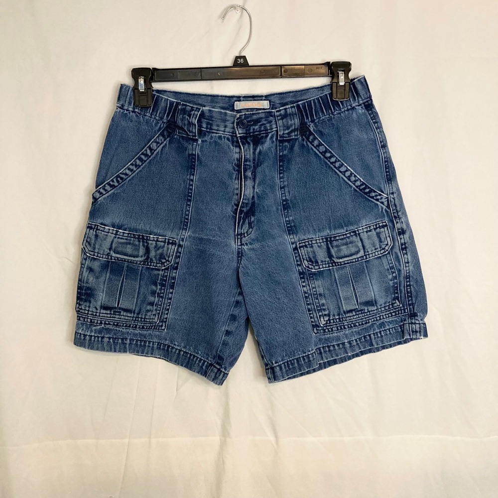 Savane Vintage Denim Cargo Dad Shorts Jorts Utility Blue Medium Wash 32 90s 00s